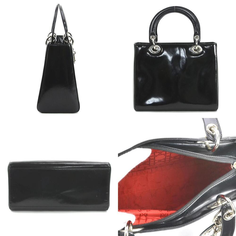 Dior silver 2way Christian Shoulder black leather  Lady Bag